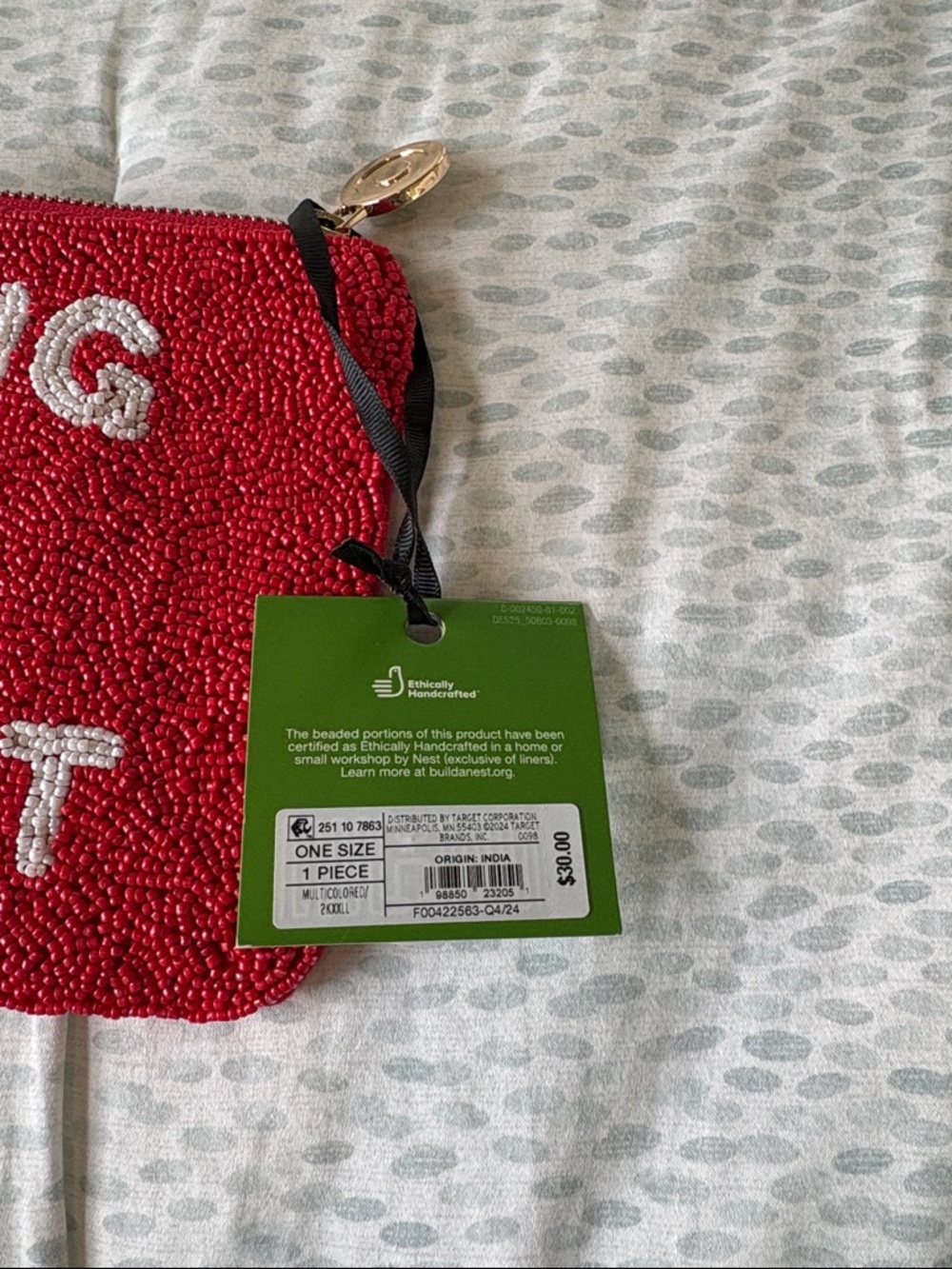 Going to Target Red Beaded Wristlet Pouch Kate Spade x Target NWT - Picture 5 of 6